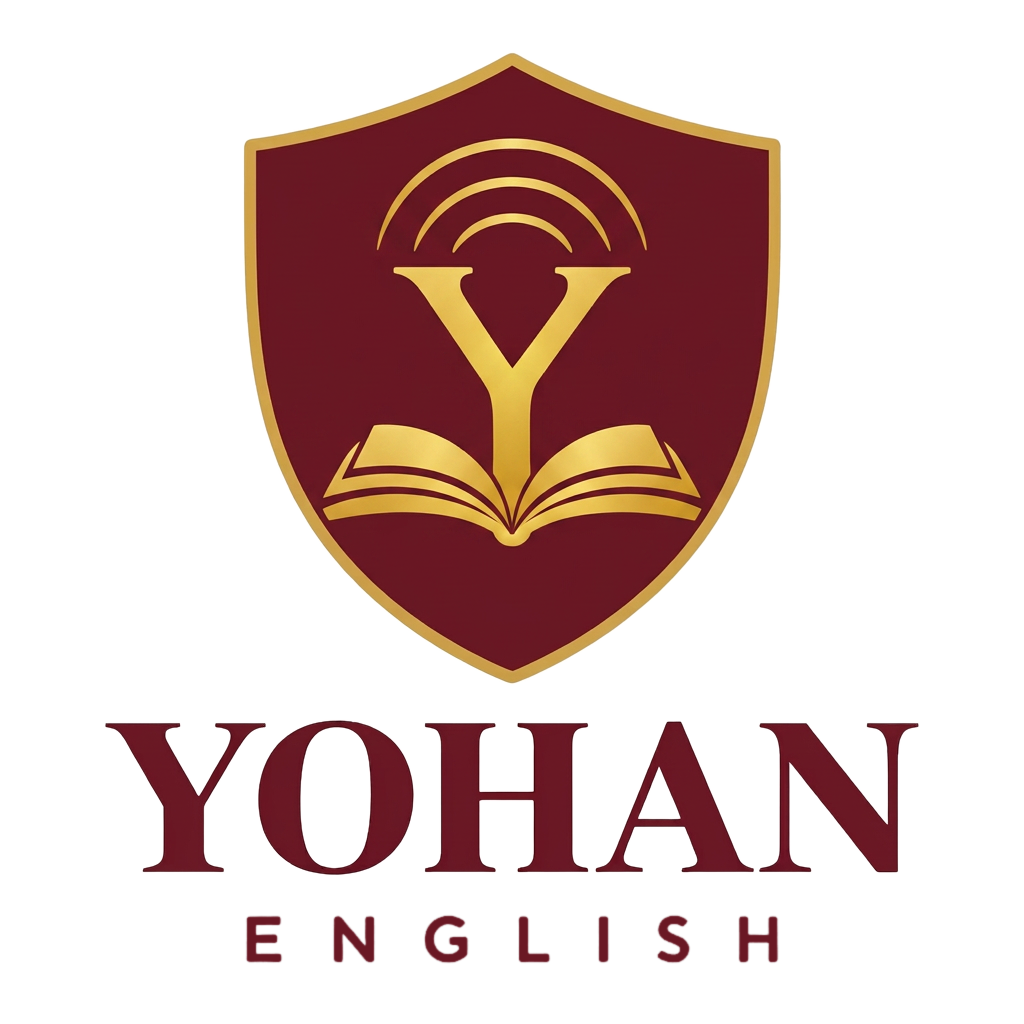 Brasão Yohan English — Pense em Português. Fale em Inglês